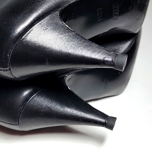 Mister Shoes Markon Footwear Heeled Boots Black Leather Calf Length Pull-On 6.5M - Picture 13 of 14